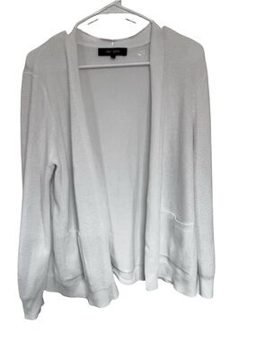 Lightweight Open-Front White Cardigan with Pockets